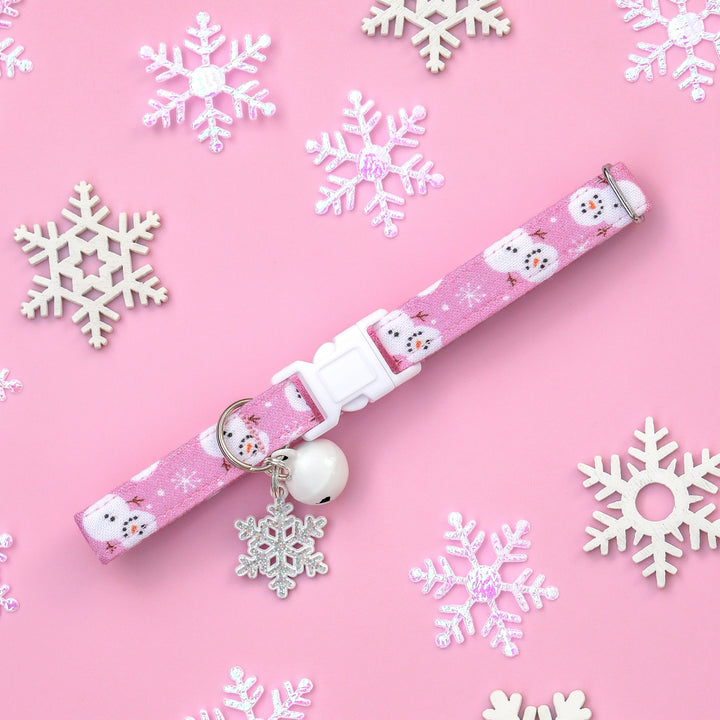 Let It Snow - Purple Winter Snowman Cat Collar