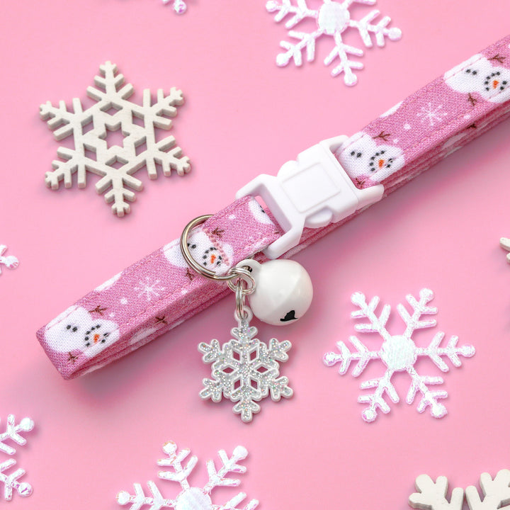 Let It Snow - Purple Winter Snowman Cat Collar