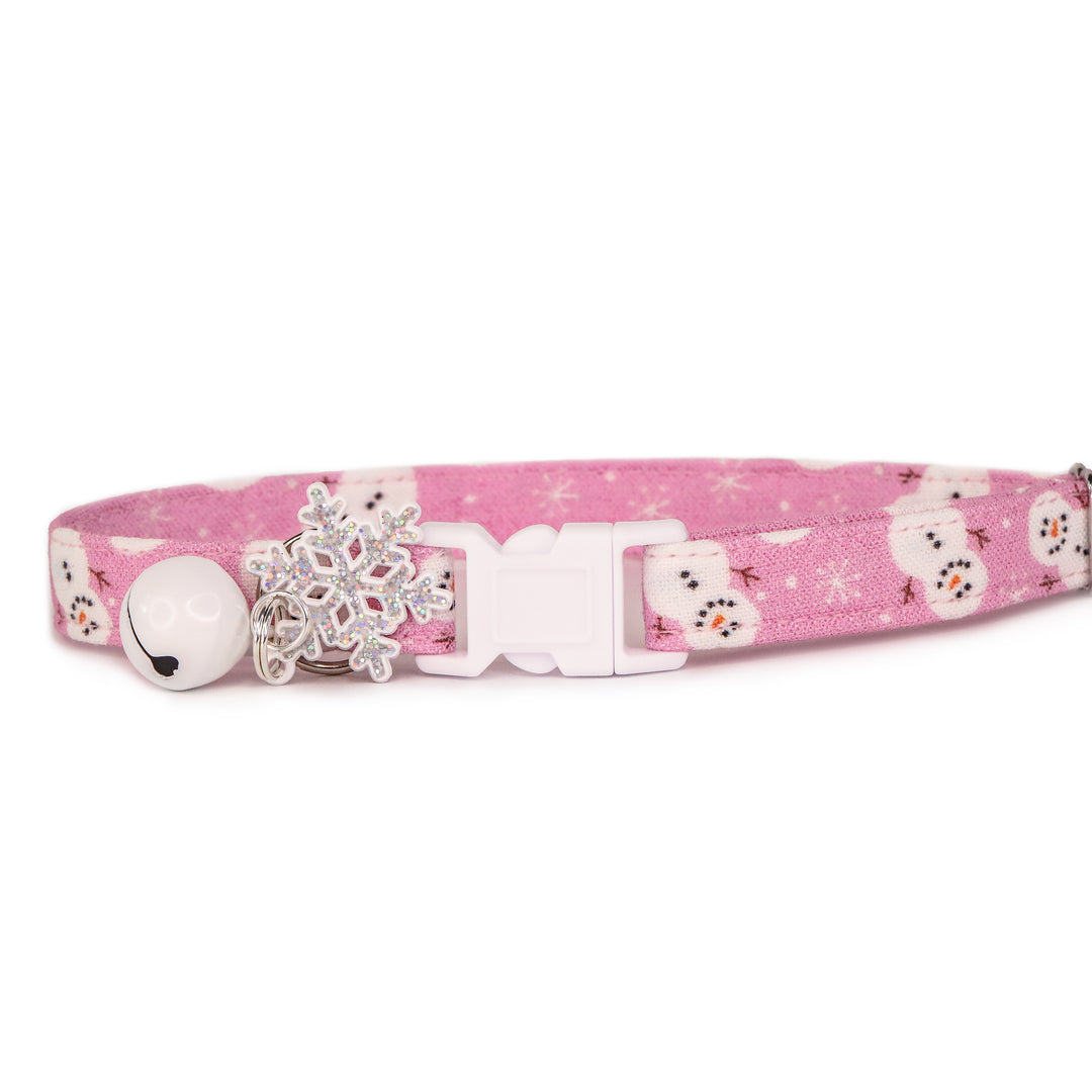 Let It Snow - Purple Winter Snowman Cat Collar