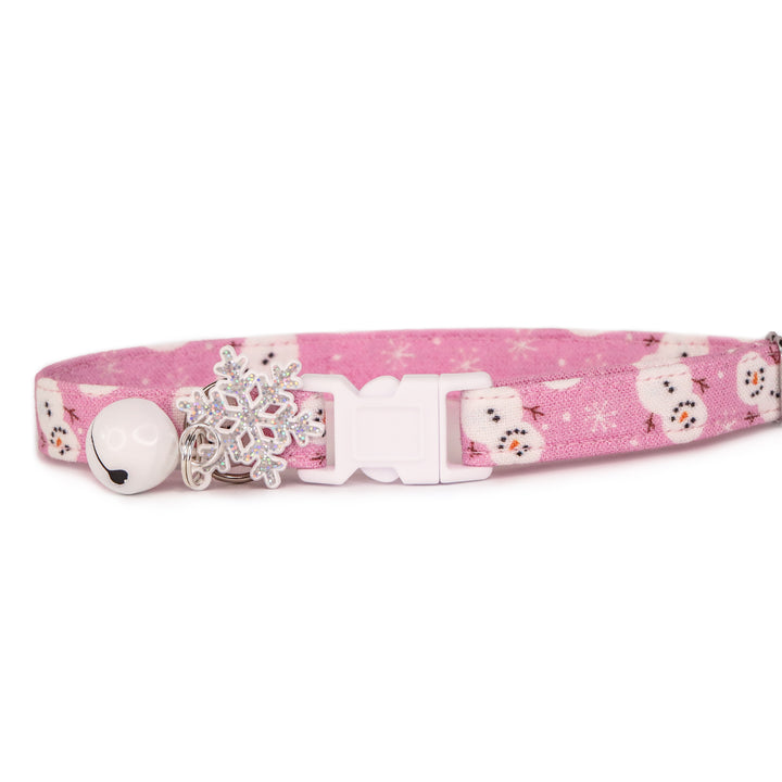 Let It Snow - Purple Winter Snowman Cat Collar