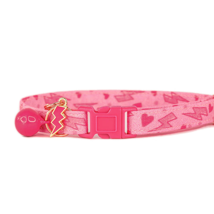 Love Struck - Pink Lightning Heart Cat Collar