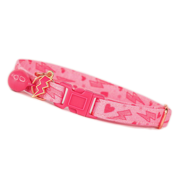 Love Struck - Pink Lightning Heart Cat Collar