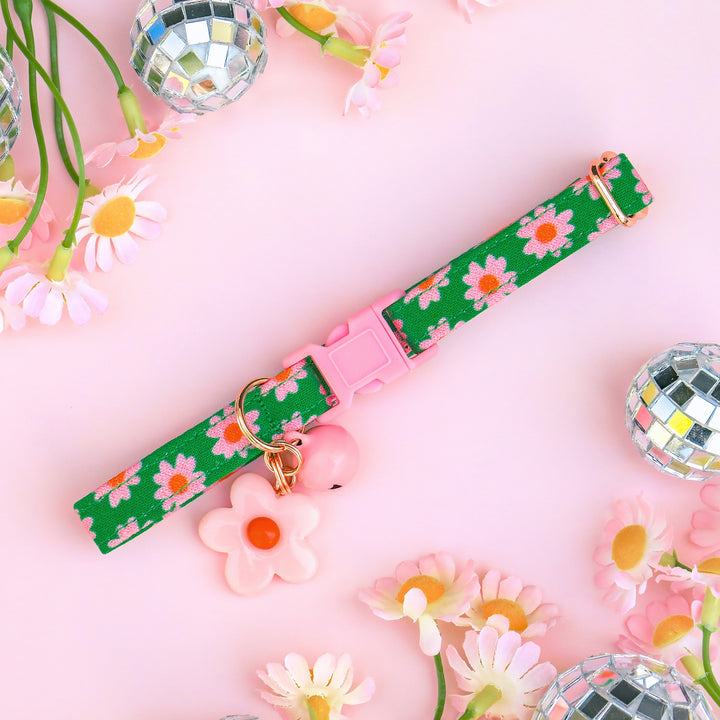 The Prep - Groovy Pink and Green Daisy Cat Collar